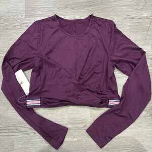 Fabletics Womens Plus Purple Front Twist Long Sleeve Top Activewear | size XL